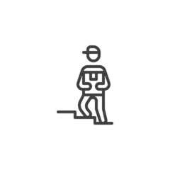 Courier delivery box line icon