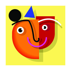 Face portrait decorative abstract vector illustration.