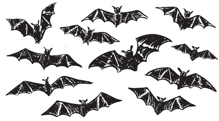 Bat sketch, Halloween, Hand drawn illustration.	
