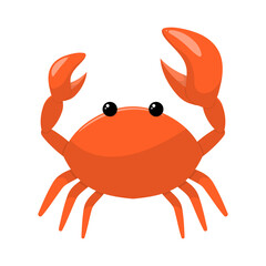 Vector illustration of cute flat crab. Isolated on a white background.