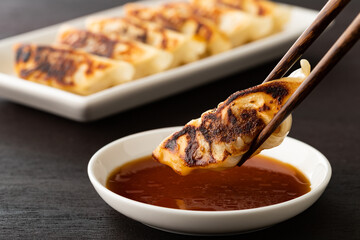 パリッと香ばしく焼き上がった、熱々の焼き餃子