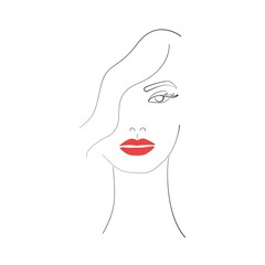 Continuous Line Drawing of Woman Face, Fashion Minimalist Concept, Woman Beauty Drawing, Vector Illustration. Good for Prints, T-shirt, Banners, Slogan Design Modern Graphics Style