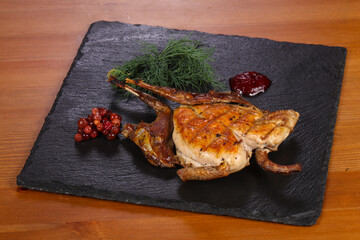 Grilled chicken with cranberry sauce