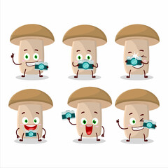 Photographer profession emoticon with honey fungus cartoon character