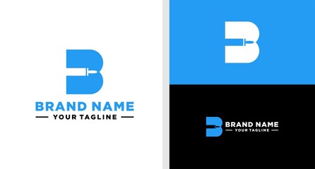 LETTER B PAINT LOGO BRUSH NEGATIVE SPACE EDITABLE © famstudio