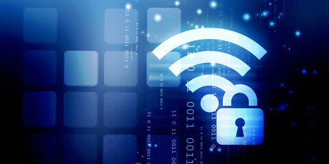 2d illustration WiFi symbol with lock
