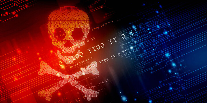 2d illustration abstract binary skull 
 