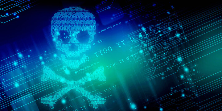 2d illustration abstract binary skull 
 