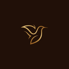 Gold Bird Logo Vector Template