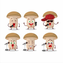 A Cute Cartoon design concept of honey fungus singing a famous song