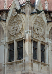Architectural details at the Corvin Castle in Hunedoara city - Romania 06.Aug.2021