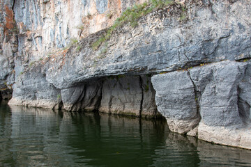 mountain river and rocky banks