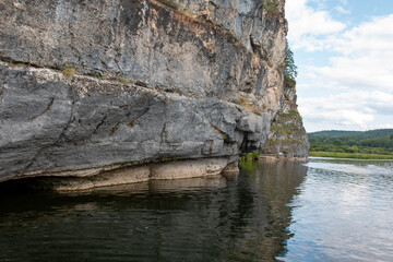 mountain river and rocky banks