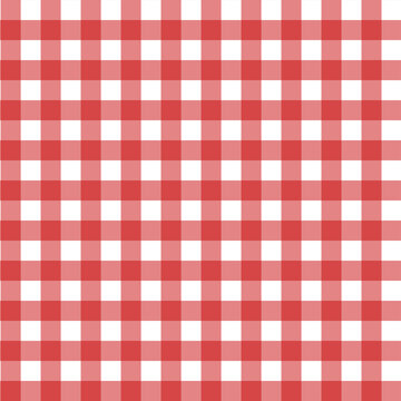 Gingham fabric square checkered texture red seamless pattern vintage background vector