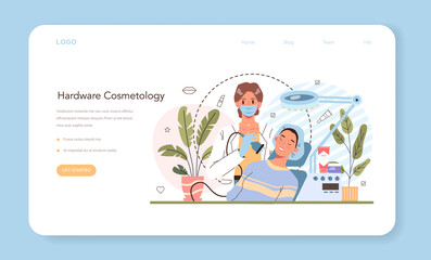 Cosmetologist web banner or landing page. Skin care procedure