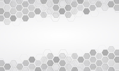 Vector banner design with hexagons abstract background. High tech design concept. Futuristic business layout. Digital poster templates. Medical, technology or science design.