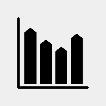 Vector illustration of bar chart icon in solid style for any projects