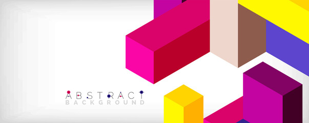 Obraz premium Abstract background. 3d cubes, cubic elements and blocks. Techno or business concept for wallpaper, banner, background, landing page