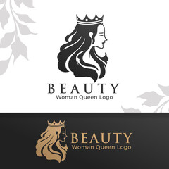 queen beauty woman logo template editable