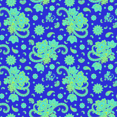 Fototapeta na wymiar Paisley style Floral seamless pattern. Vector Ornamental Damask background