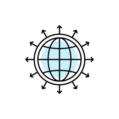 global world expansion icon with thin line earth globe