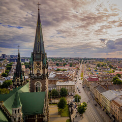 Obraz premium Cathedral in sunset in Lviv, Ukraine