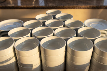 clean light dishes on the table