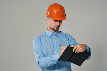 man engineer protection light background