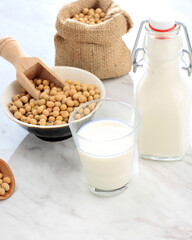 Soy Milk is a Beverage Made From Soy Bean, Called Milk Because it is Yellowish White Similar to Milk. Healthy Alternative for Non-Dairy Milk. In Indonesia also Called Sari Dele