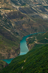 Lake of Sulak dam in the Sulak canyon, Russia, Dagestan.