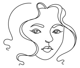 Abstract woman portrait. Line art. Hand drawn vector illustration.