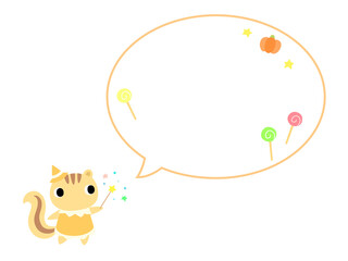 ハロウィンのリス　吹き出し＋装飾付