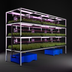 Greenhouse Hydroponic Systems for Plant. Automated plant growing system. Automated plant growing system. 3d illustration