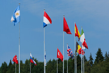 Flags Of Different Countries. Selective focus.