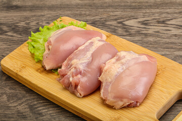 Raw chicken boneless and skinless leg