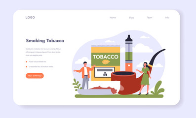 Fototapeta premium Tobacco production industry sector of the economy web banner or landing page