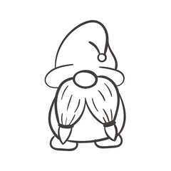 Line art Christmas gnomes design for coloring book isolated on a white background