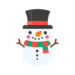Snowman cartoon vector. Snowballs molded into Snowman. Decorate with winter sweaters for Christmas.