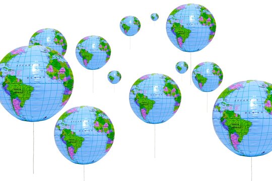 Floating Earth balloons, conceptual image