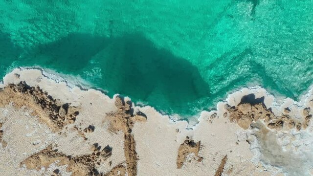 Aerial Lockdown Idyllic Shot Of Salt Lake On Sunny Day - Siwa Oasis, Egypt