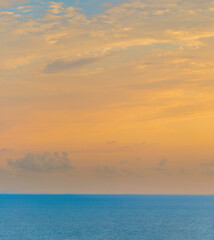 Naklejka na ściany i meble Calm Sea Ocean And Blue Sky Background. Beautiful seascape at day time.