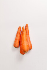 Carrot on white background. Topview, flatlay. Vegetable 