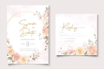Obraz na płótnie Canvas Wedding invitation template with beautiful floral design