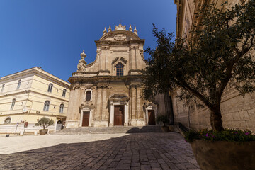 Fototapeta na wymiar View of Cathedral of Maria Santissima della Madia in the ancient city of Monopoli, province of Bari, region of Apulia, southern Italy.