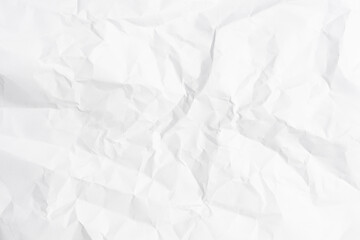 White crumpled paper texture background.