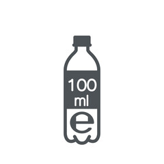 Liter l sign (l-mark) estimated volumes 100 milliliters (ml) Vector symbol packaging, labels used for prepacked foods, drinks different liters and milliliters. 100 ml vol single icon isolated on white