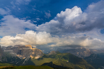Fototapeta premium Dramatic sunset clouds in the Dolomite Mountains in summer