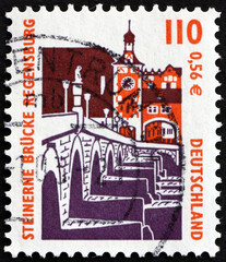 Postage stamp Germany 2000 Regensburg stone bridge