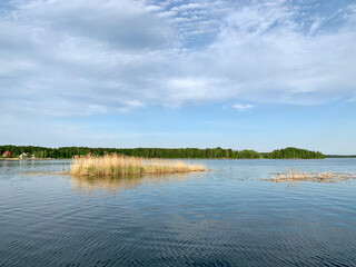Russia, Chelyabinsk region.Beautiful Lake Uvildy in sunny spring weather