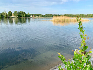 Russia, Chelyabinsk region.Beautiful Lake Uvildy in sunny spring weather